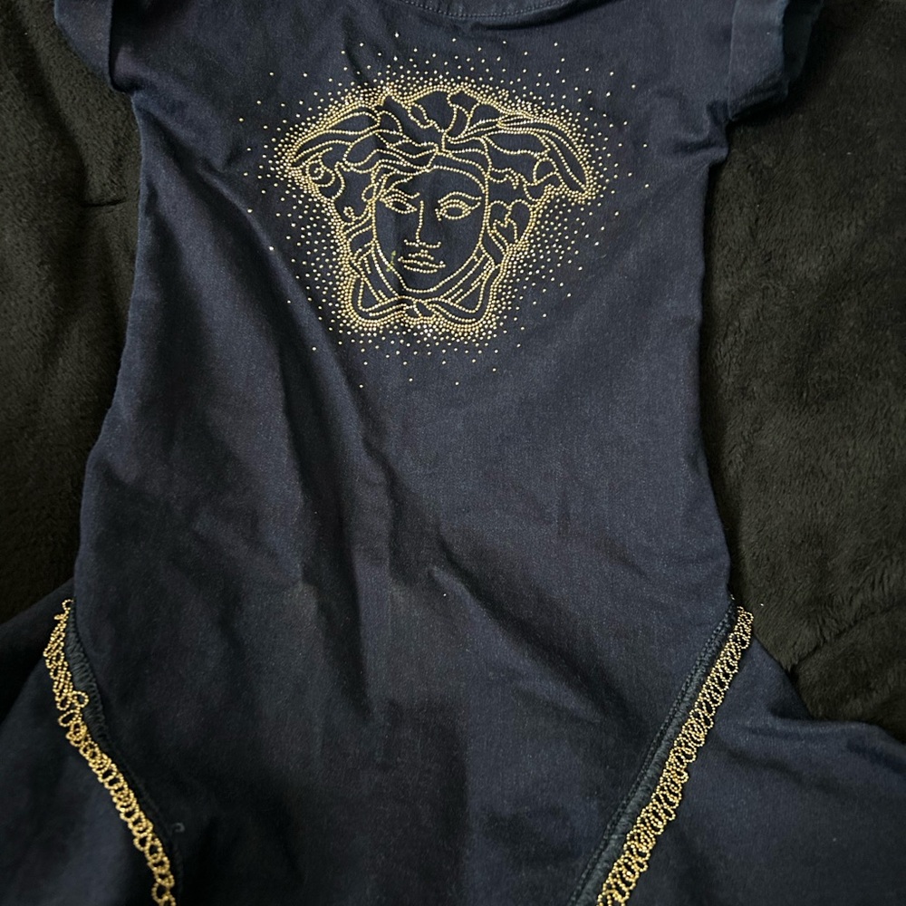 Versace Black Dress with Gold Medusa Embroidery